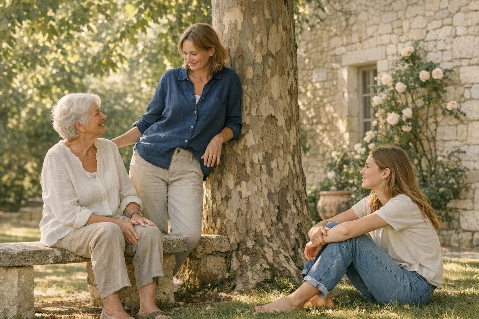 Famille multigénérationnelle réunie